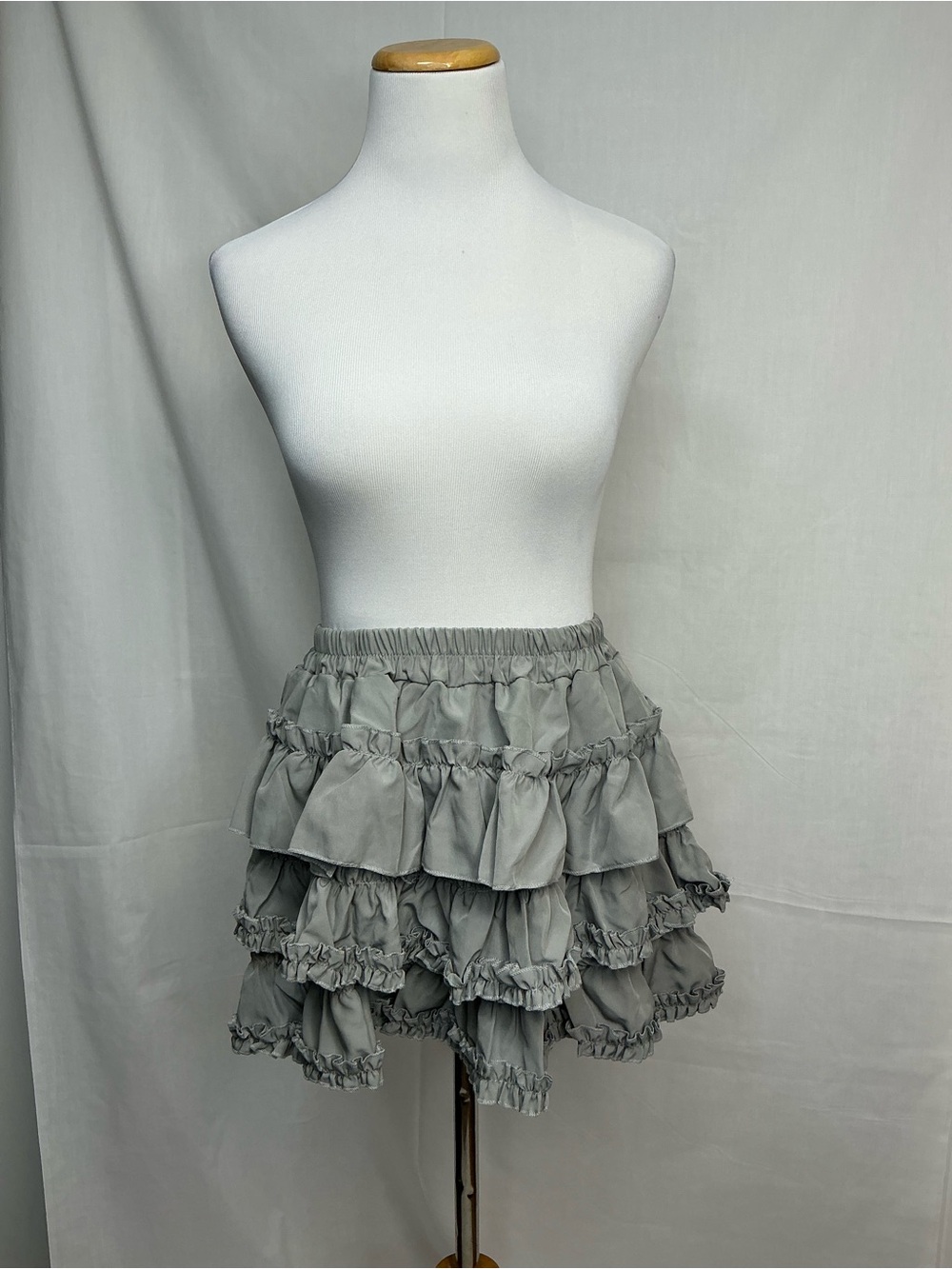 2079 - Women's Grey Tiered Ruffle Mini Skirt